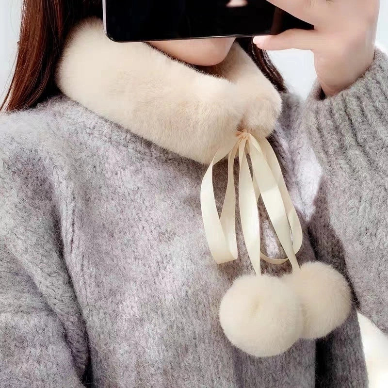 Women's Cute Solid Color Plush Scarf