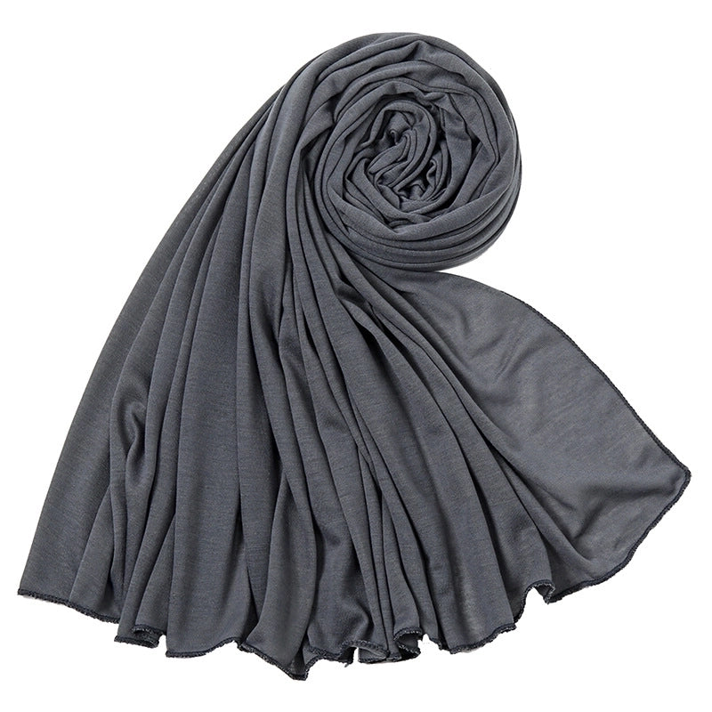 Women's Minimalist Solid Color Mercerized Cotton Winter Scarves