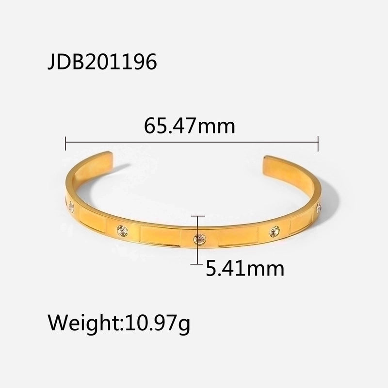 Minimalist Geometric Stainless Steel Zircon Bangle In Bulk