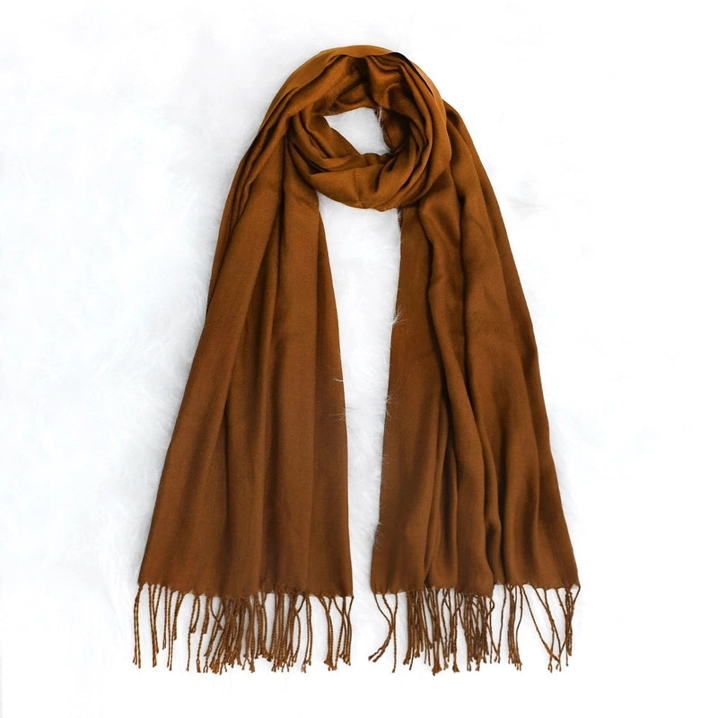Autumn And Winter Solid Color Cashmere Scarf Women's Red Annual Meeting Printed LOGO Embroidery 200g Warm Shawl Scarf