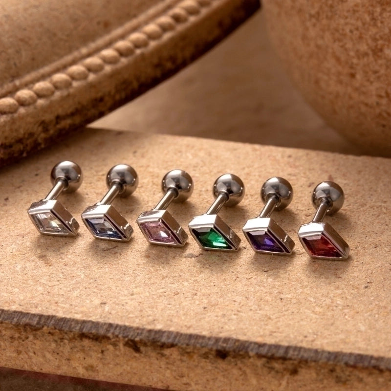 1 Piece Ear Cartilage Rings & Studs Minimalist Classic Style Rhombus 316L Stainless Steel  Copper Plating Inlay Zircon