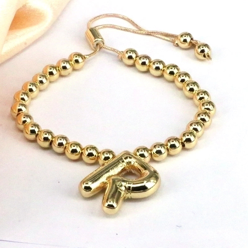 Copper Gold Plated Vintage Style Minimalist Letter Bracelets