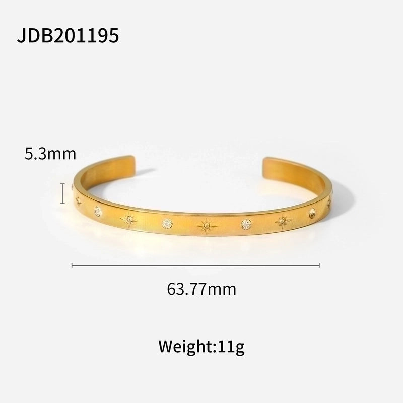 Minimalist Geometric Stainless Steel Zircon Bangle In Bulk
