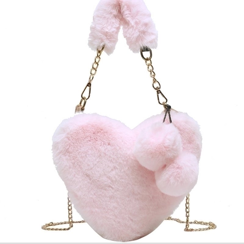 Cute Plush Heart-shaped Shoulder Bag
