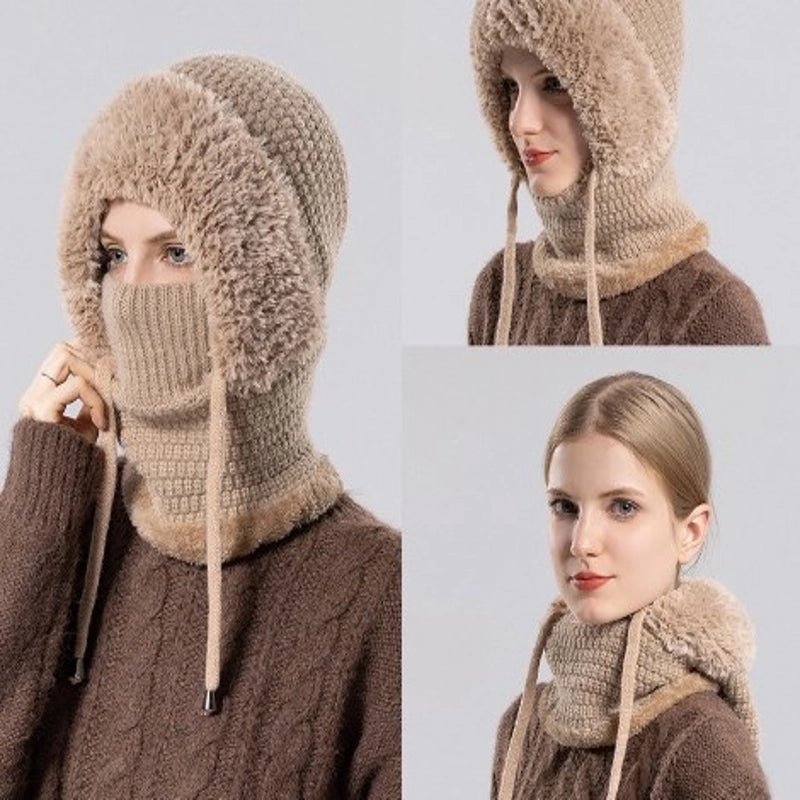Women's Basic Minimalist Solid Color Ear Warap Wool Cap