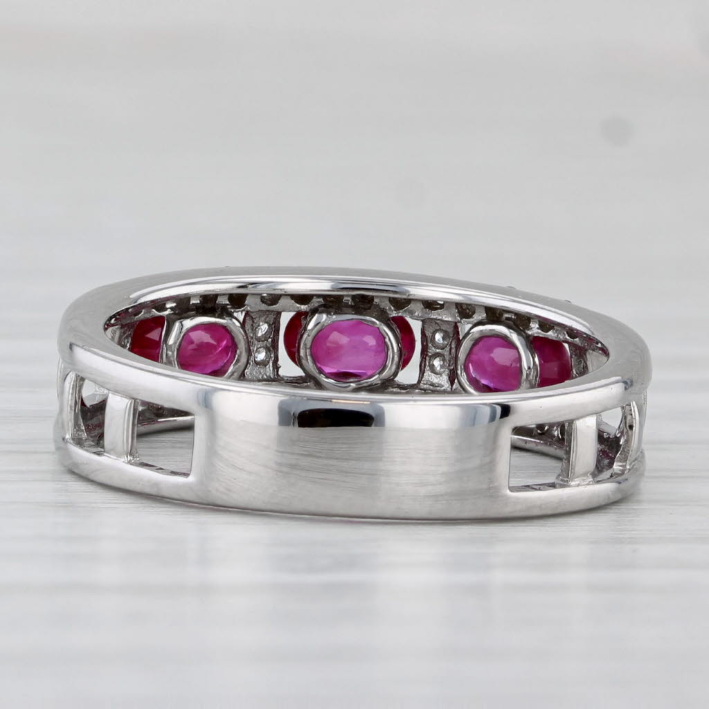 1.04ctw Ruby Diamond Ring 14k White Gold Size 8 Band Stackable