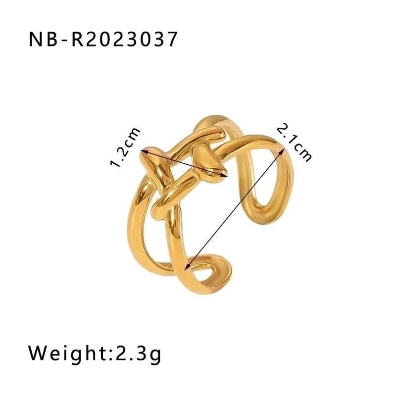 Stainless Steel 18K Gold Plated IG Style Basic Minimalist Plating Four Leaf Clover Heart Shape Flower Open Rings