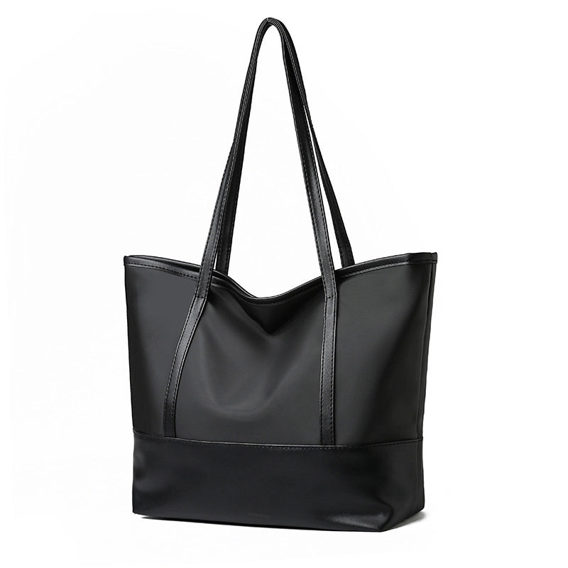 New Women's Tote Bag Korean Style Large Capacity Shoulder Bag Oxford Cloth Stitching Soft Leather Hand Bag