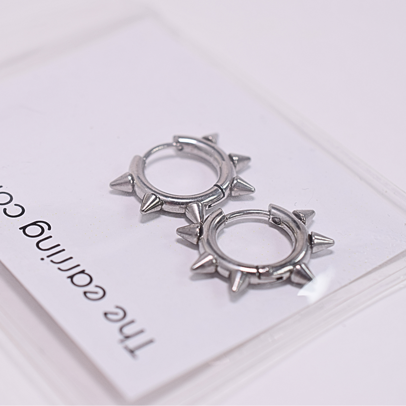 Slim spiked hoops - Silver