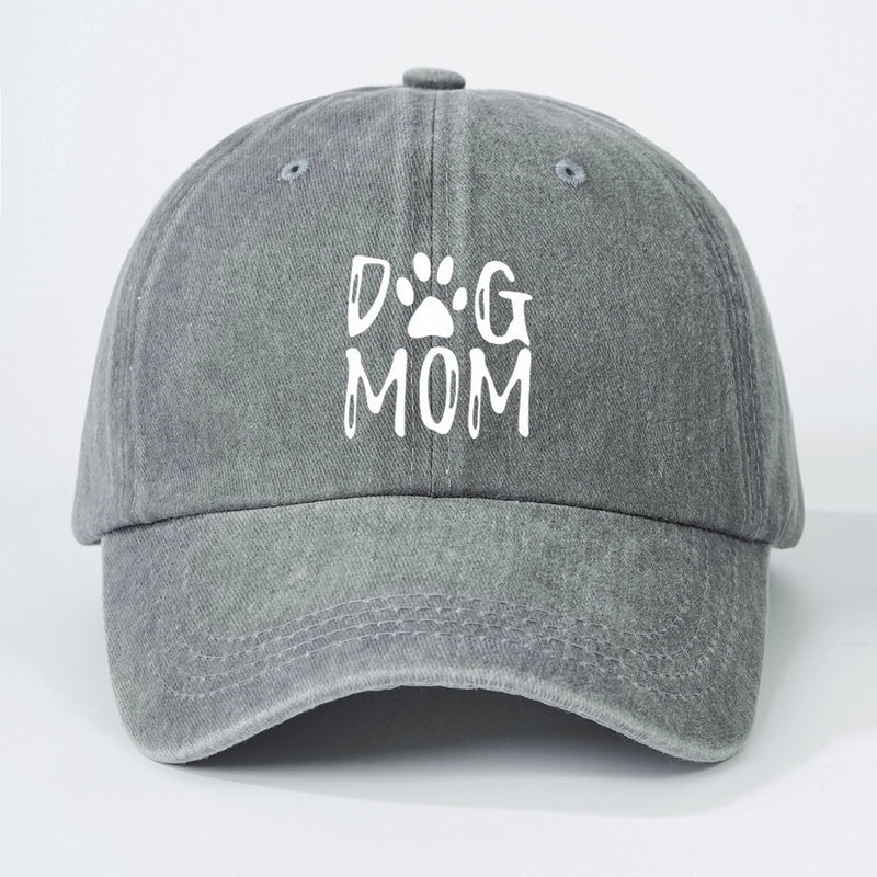 Hot Hat Printing DOG MOM Custom Washed Baseball Cap Men's And Women's Outdoor Sunscreen Soft Top Cap