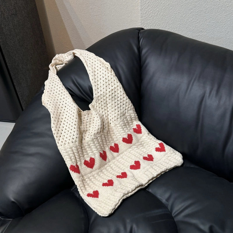 Women's Large Polyester Heart Shape Basic Square Open Tote Bag