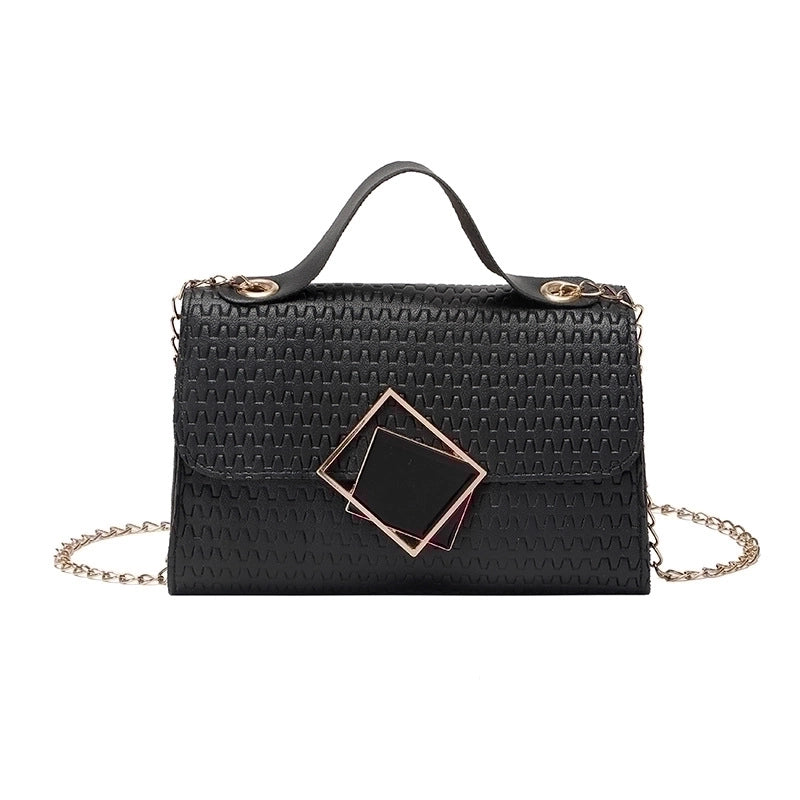 Women's Small Pu Leather Lingge Fashion Square Magnetic Buckle Crossbody Bag