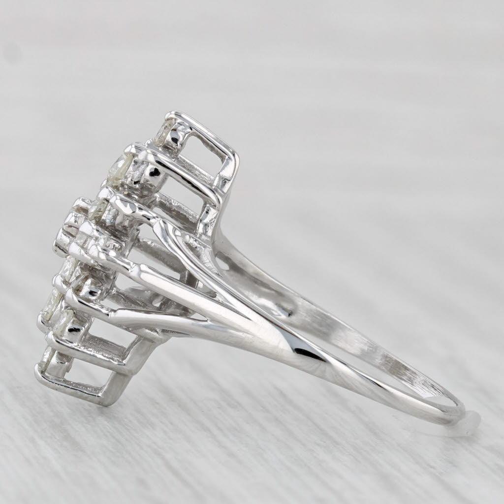 0.80ctw Diamond Cluster Ring 10k White Gold Size 8