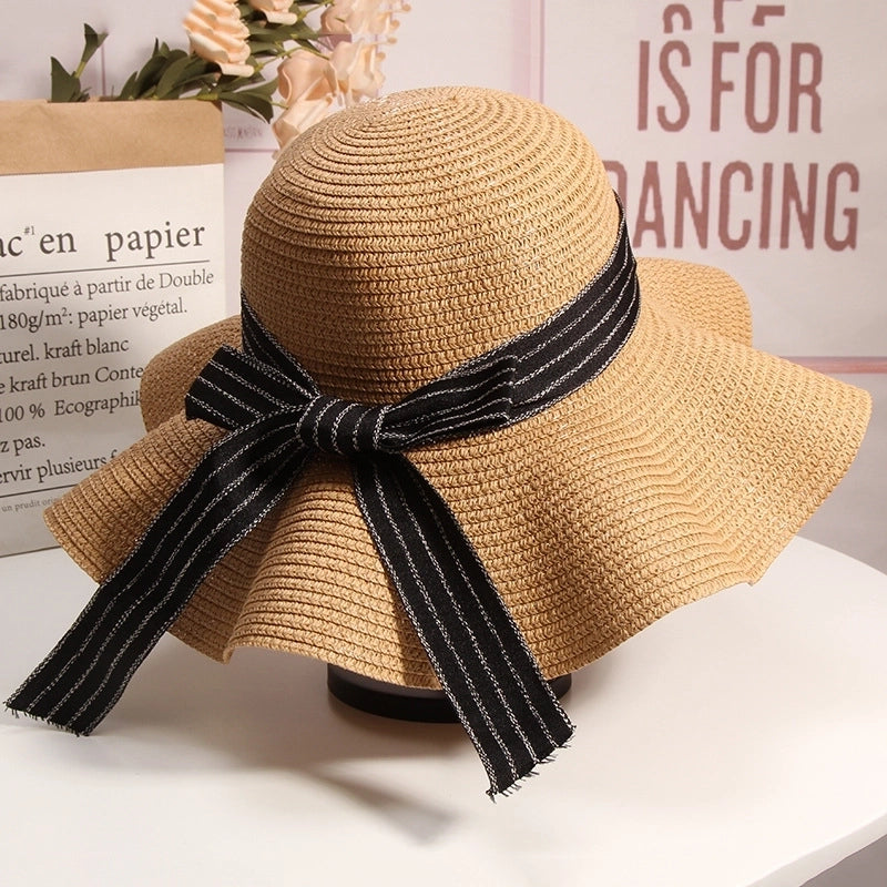 Women's Elegant Minimalist Color Block Wide Eaves Sun Hat