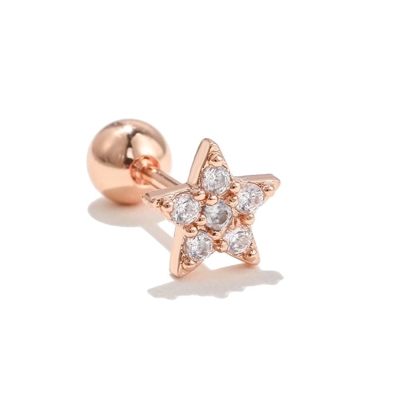 Ear Cartilage Rings & Studs Minimalist Star Brass Gem