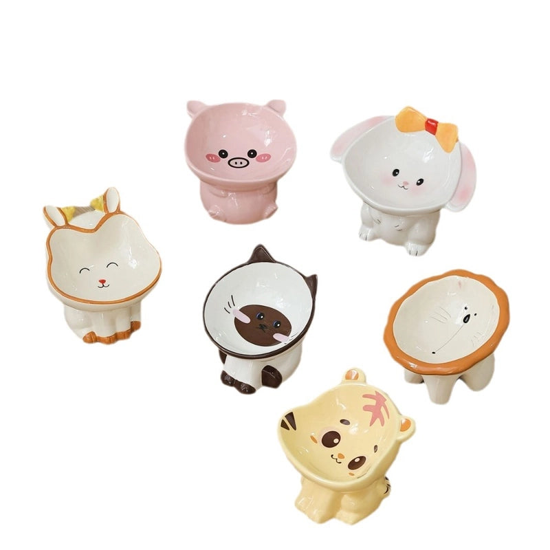 Cat Bowl Ceramic Protection Cervical Spine Drinking Bowl Pet Supplies Cute Slant Anti-overturning Dog Rice Bowl Cat Food Basin
