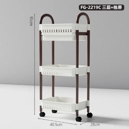 Home Storage Shelf Storage Trolley With Movable Pulley Kitchen Islands With Carts