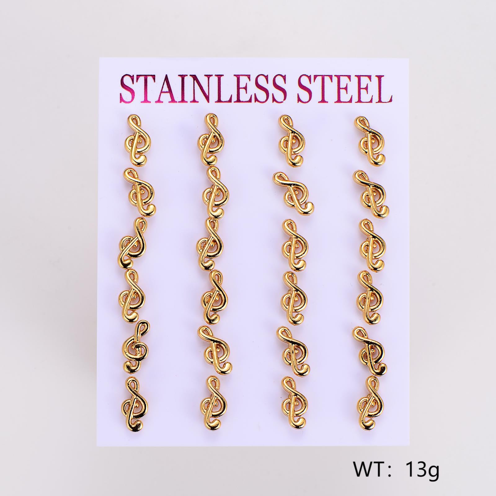 Aml Stainless Steel Musical Note Flower Earrings Niche Simple Irregular Earrings Small Female