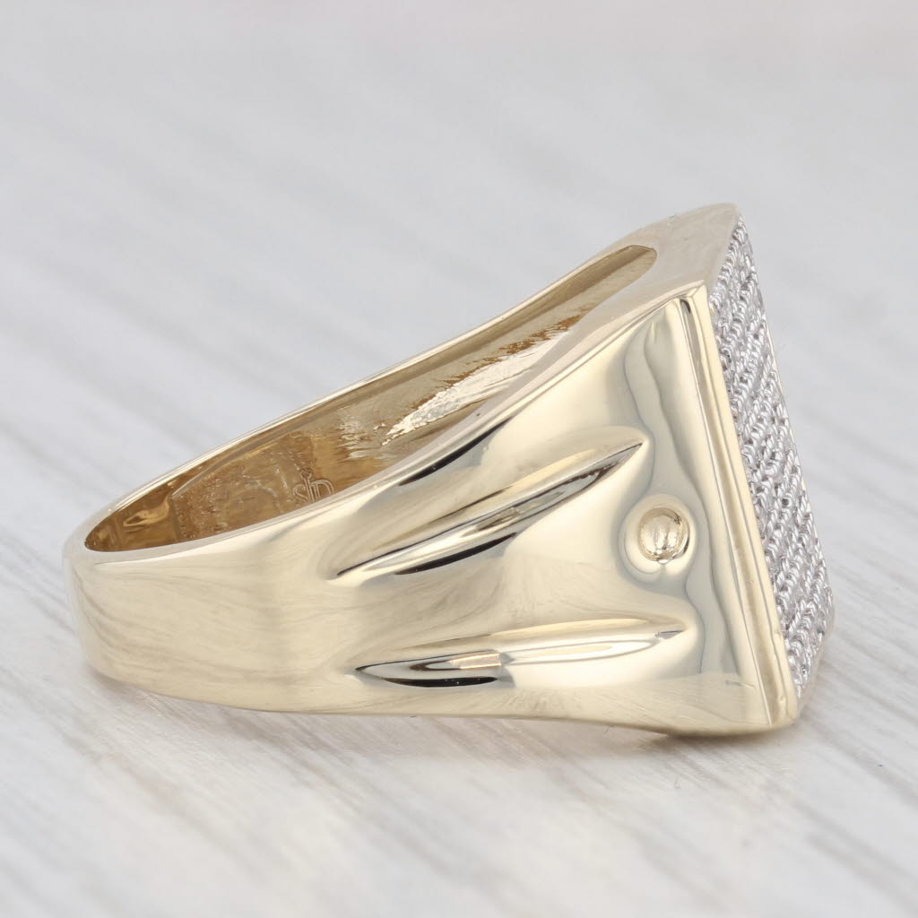 0.53ctw Pave Diamond Ring 10k Yellow Gold Size 10.5 Men's