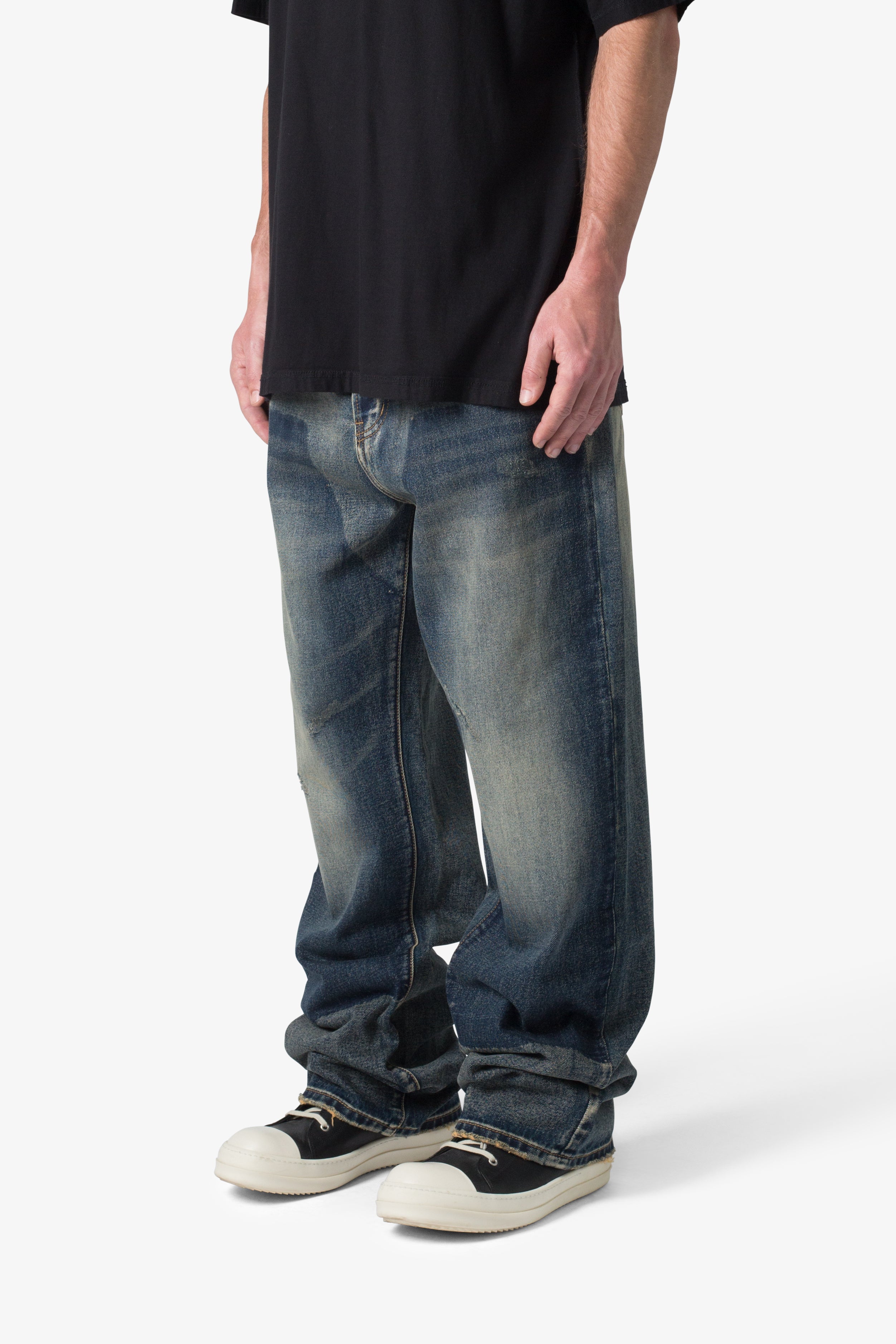 Ultra Baggy Shadow Patch Denim - Washed Light Blue