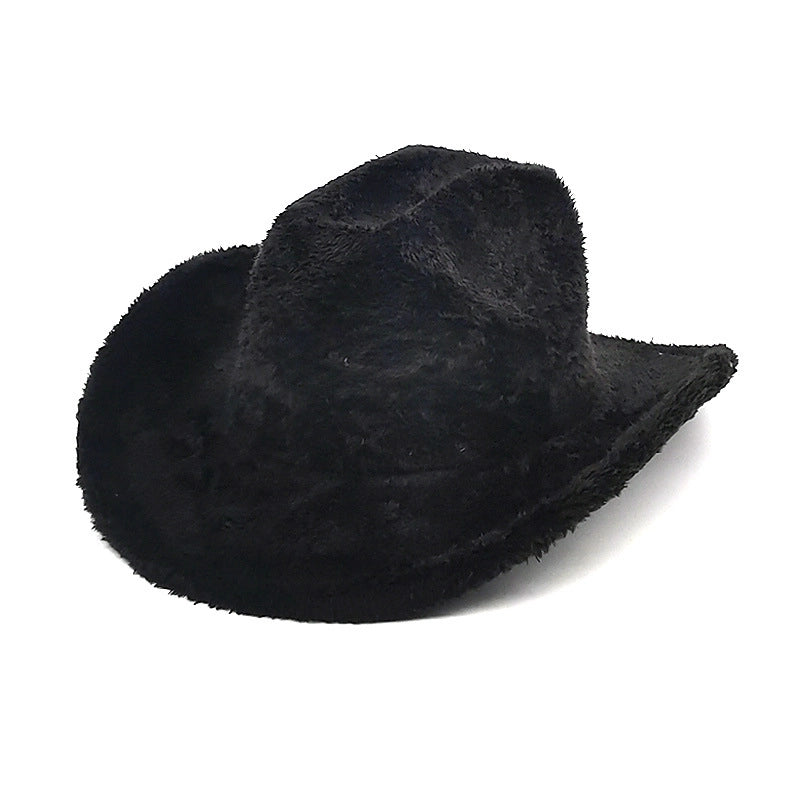 Unisex Cowboy Style Minimalist Solid Color Wide Eaves Fedora Hat