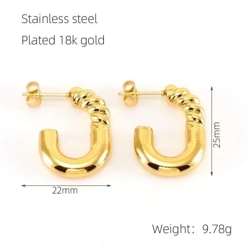 1 Pair Elegant Square Water Droplets Polishing Plating Stainless Steel Titanium Steel 18K Gold Plated Earrings