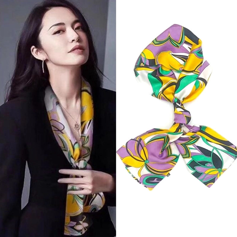 Women's Elegant Minimalist Geometric Chiffon Printing Silk Scarf