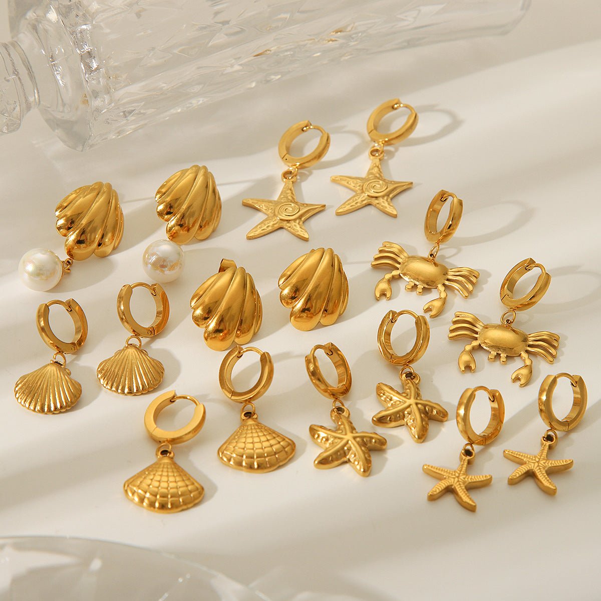 Customized Marine Titanium Steel Earrings Stainless Steel Crab Starfish Shell Earrings Earrings
