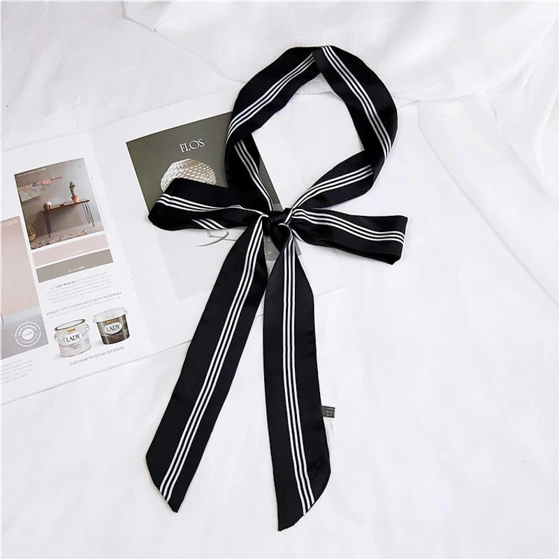 2 M New Polka Dot Special Long Edition Thin Narrow Silk Scarf Women's Spring Summer Autumn Scarf Belt Black And White Fashion