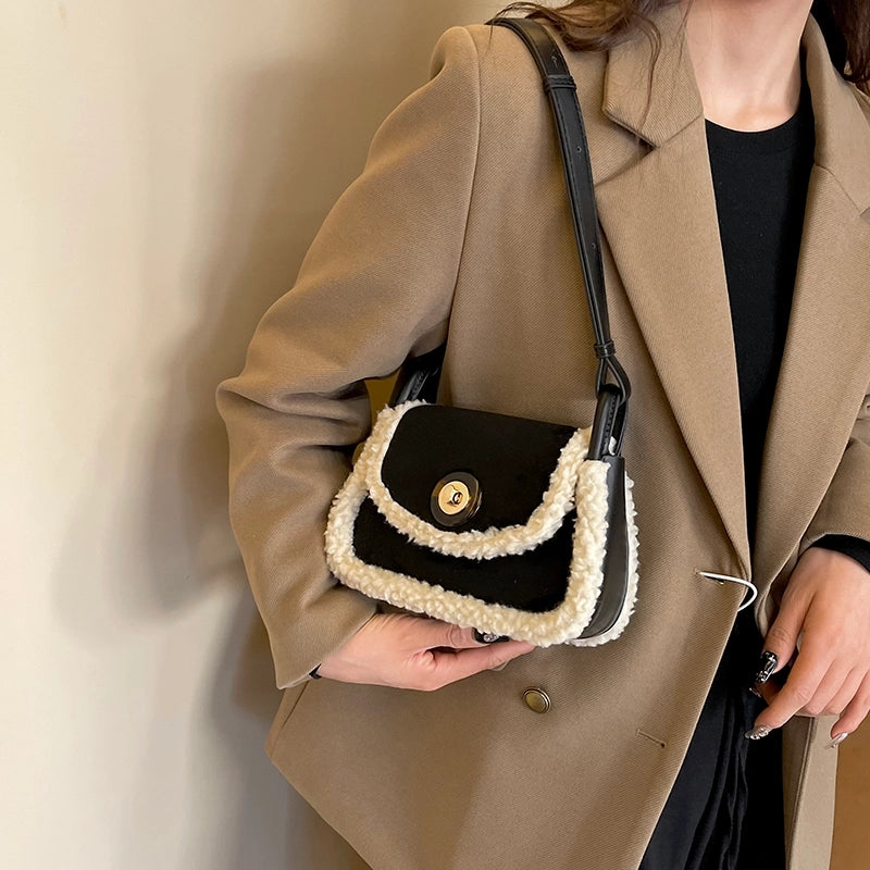 Women's Pu Leather Suede Solid Color Basic Classic Style Sewing Thread Square Flip Cover Fashion Backpack