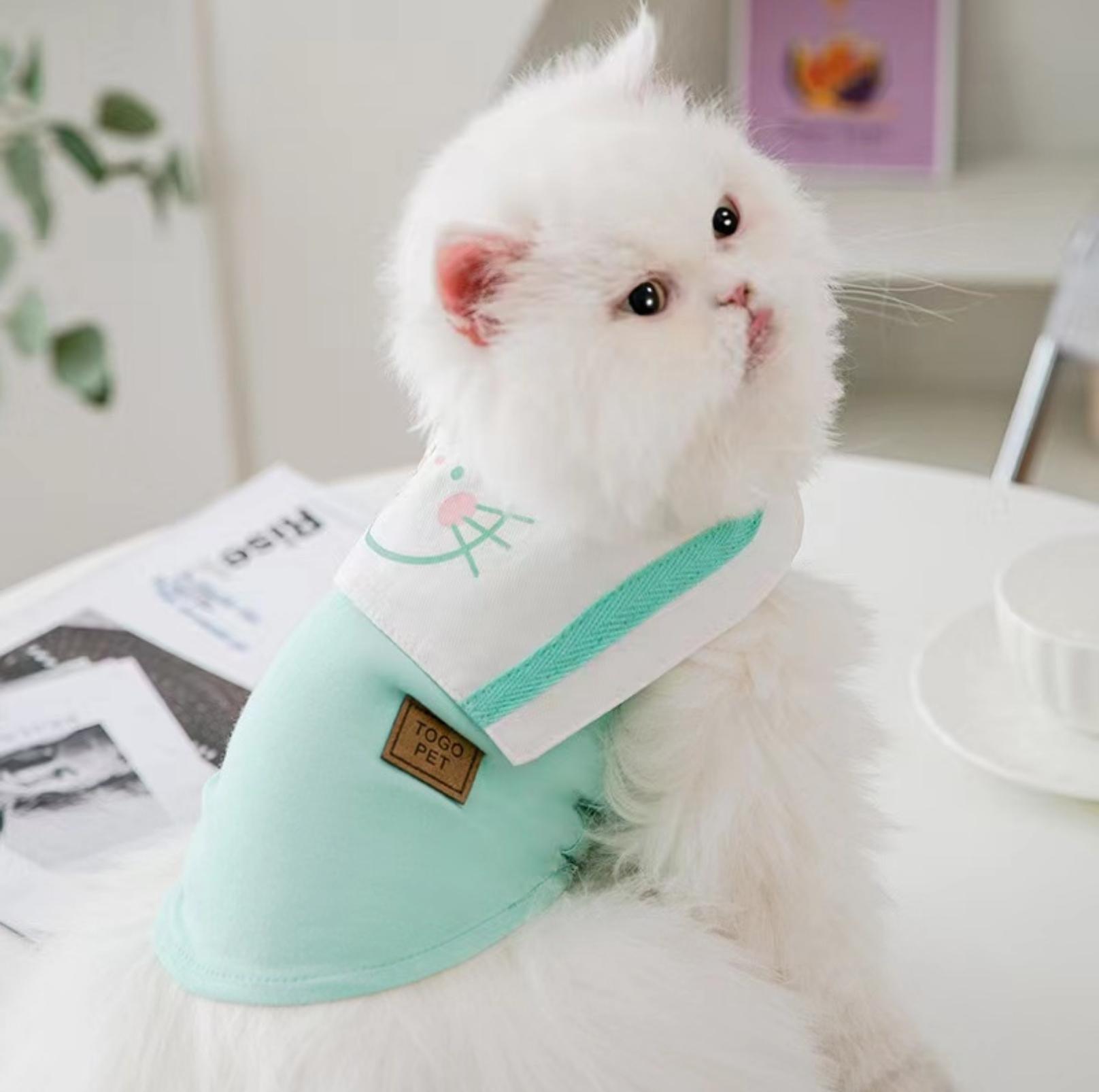 Summer Pet Vest with Naval Collar & Kitty Print