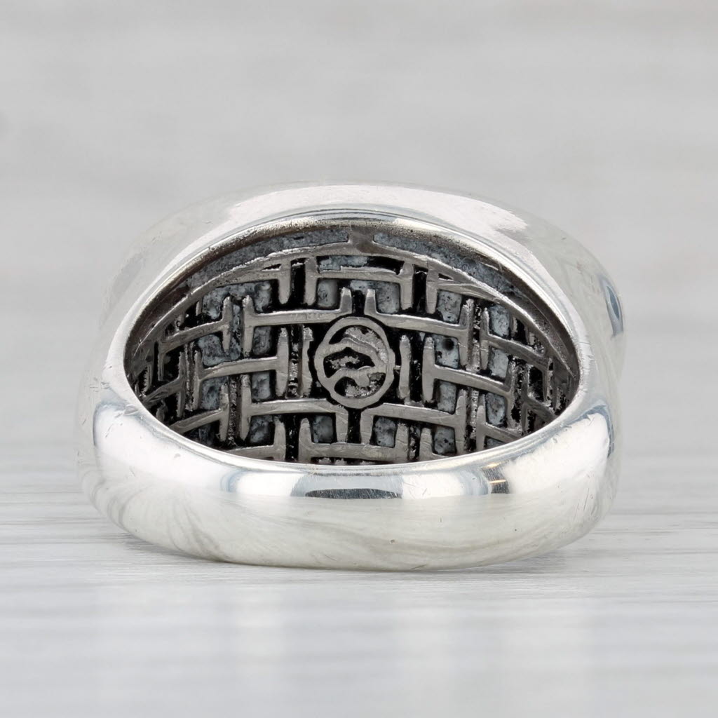 Effy Black Glass Cabochon Ring Sterling Silver 10k Gold Size 7
