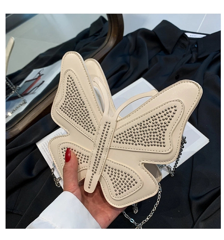 Women's Small Pu Leather Solid Color Streetwear Butterfly Zipper Shoulder Bag
