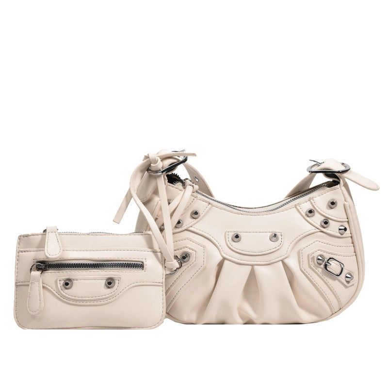 Women's Medium All Seasons Pu Leather Solid Color Fashion Dumpling Shape Zipper Cloud Shape Bag