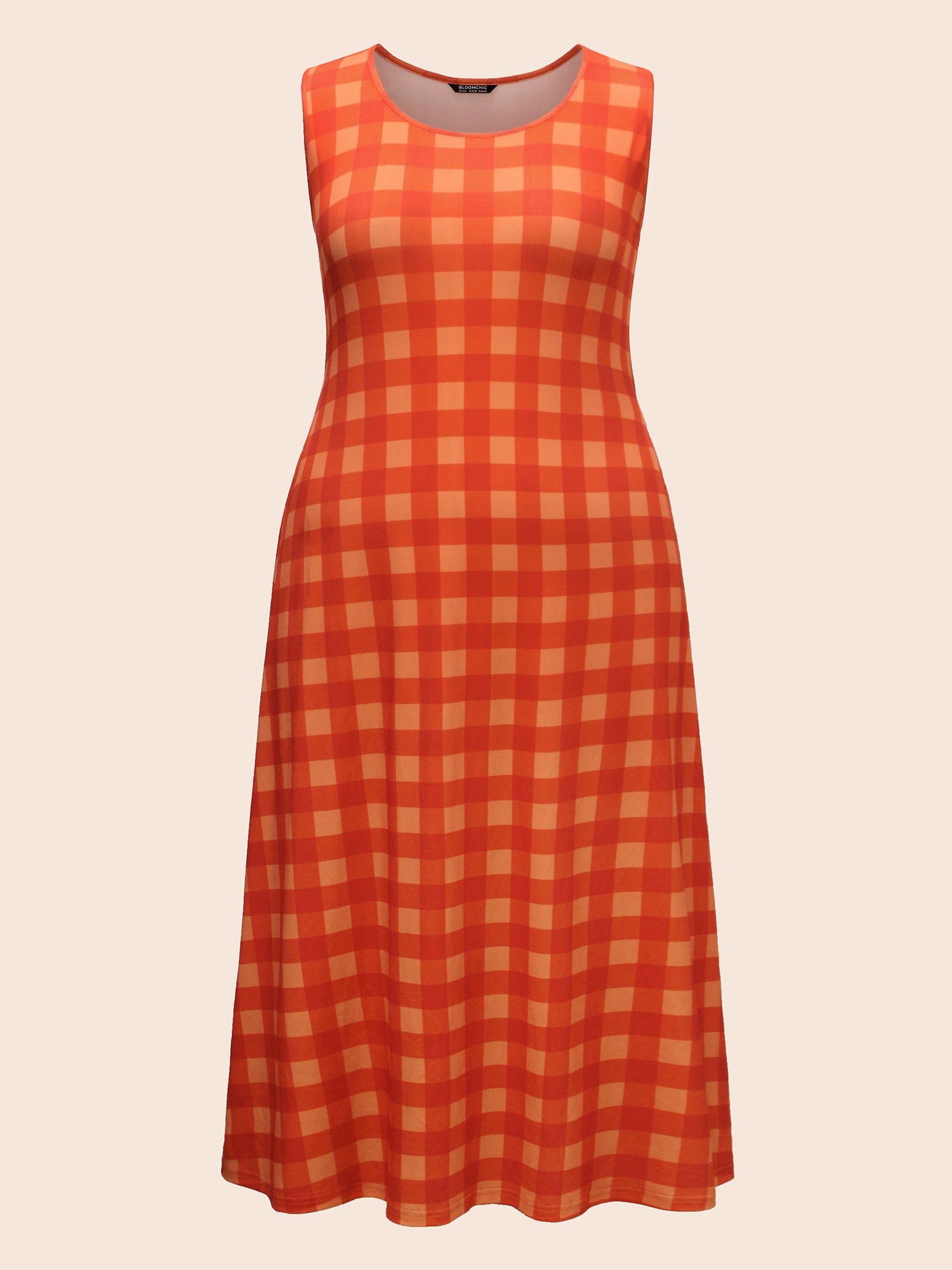 Round Neck Plaid Tank Dress