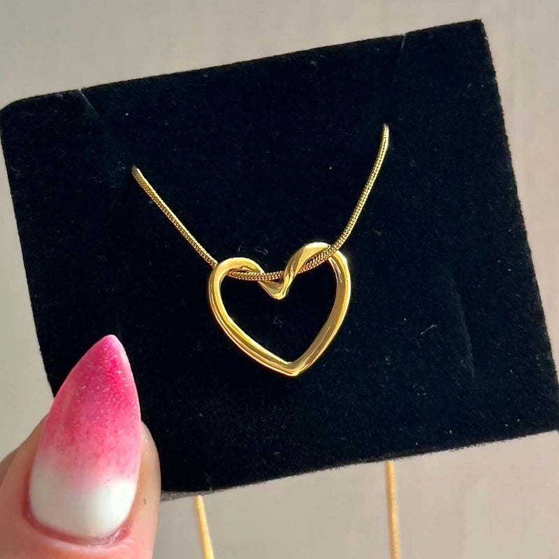 Cute Sweet Classic Style Heart Shape Floral Bow Knot 304 Stainless Steel Pendant Necklace