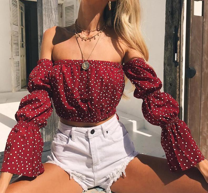 Off The Shoulder Boho Puff Sleeve Top