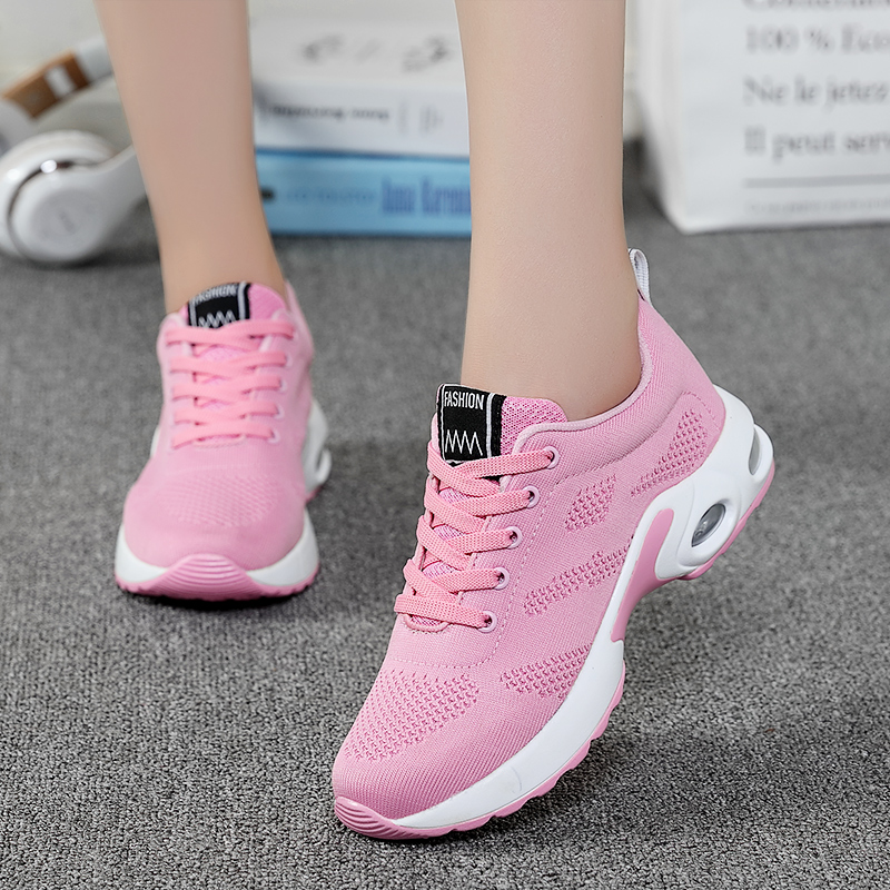 business Ladies Trainers Casual Mesh Sneakers Pink Women Flat Shoes Lightweight Soft Sneakers Breathable Footwear Basket Shoes Plus Size