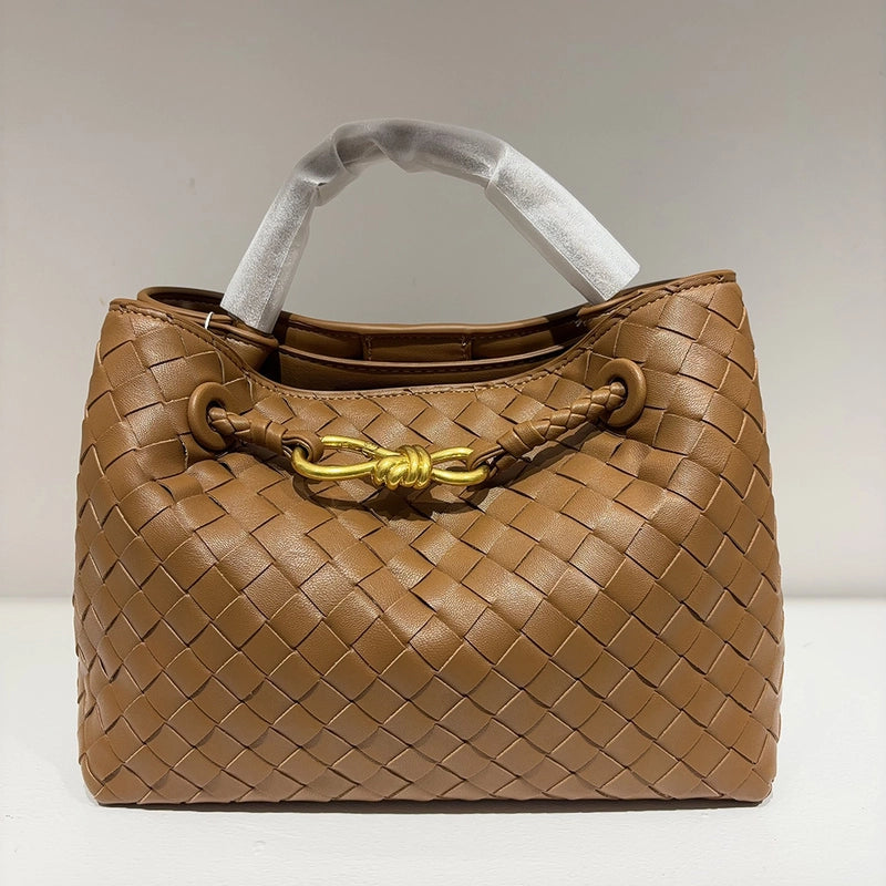Women's Pu Leather Solid Color Classic Style Weave Square Magnetic Buckle Shoulder Bag