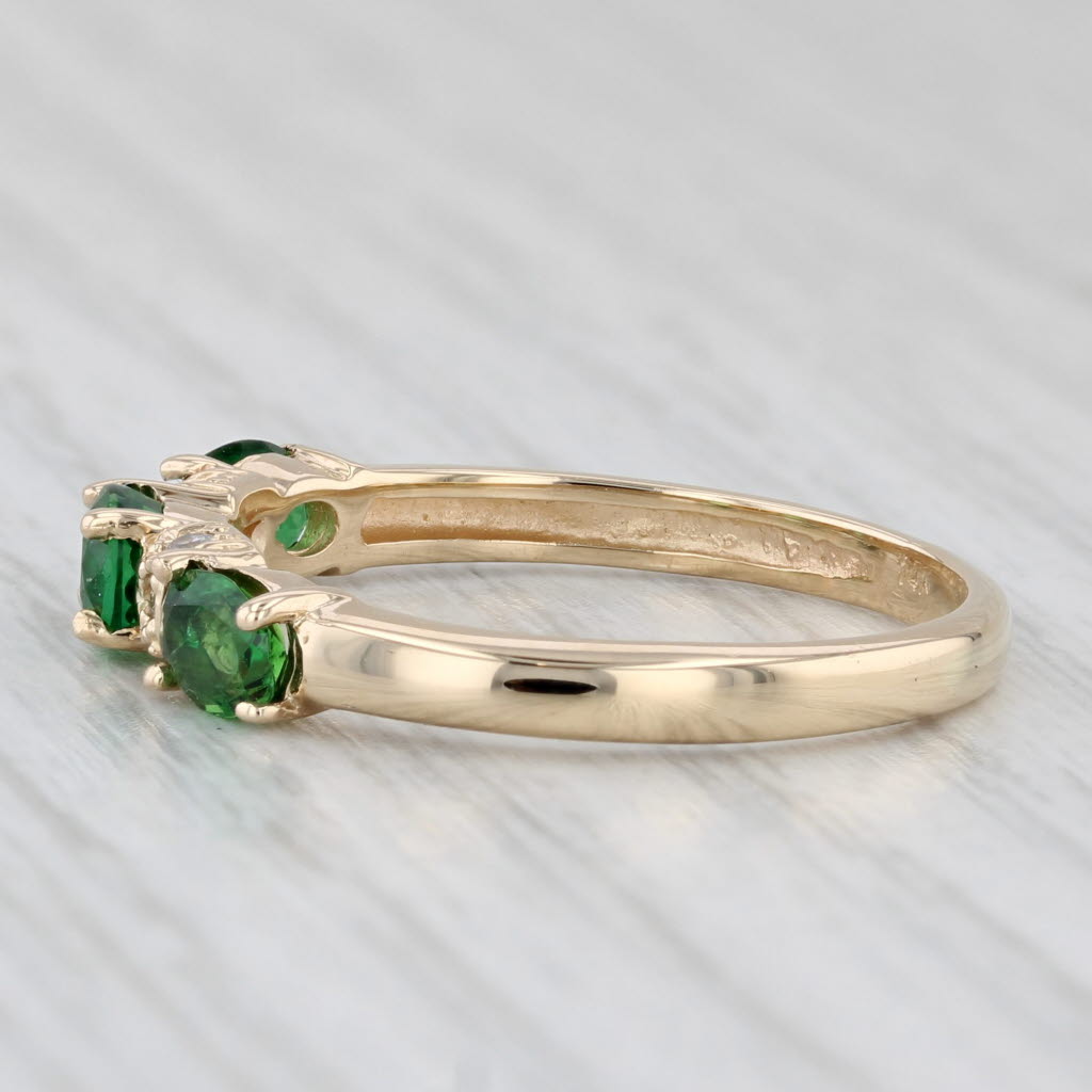 0.88ctw Green Chrome Diopside Diamond Ring 14k Yellow Gold Stackable Size 8.75