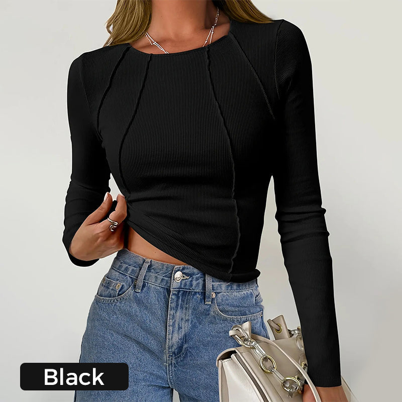 🍃Solid Color Round Neck Slim Knit Top