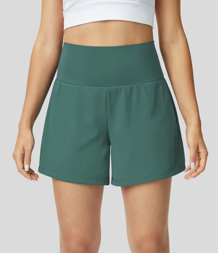 ⚡7 Packs for $24.98⚡Super High Waisted Back Pocket & Side Hidden Pocket 2-in-1 Yoga Shorts, 7/14 Color Sets