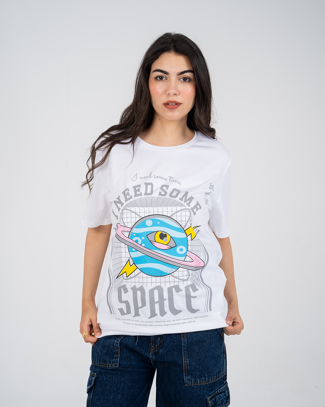 Overized Women T-Shirt Eye Printed