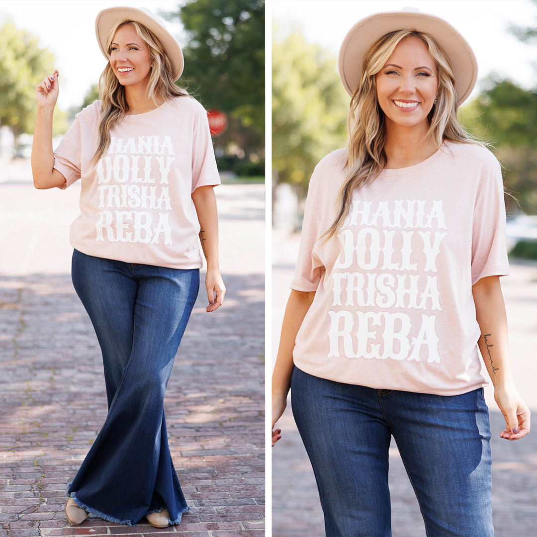 Ladies Of Country Music Tee. Heather Prism Peach