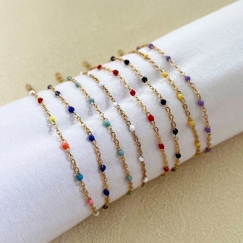 Minimalist Solid Color Stainless Steel Chain Bracelets