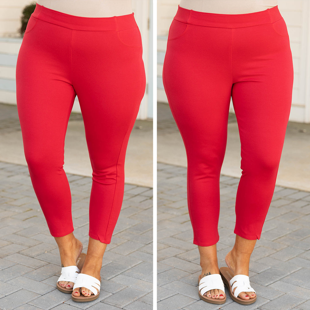 Business Lady Pants. Red