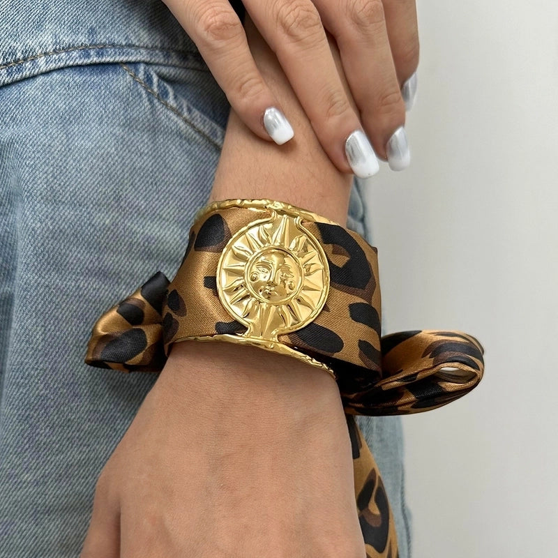 Unisex Minimalist Classic Style Leopard 304 Stainless Steel Silk Scarf