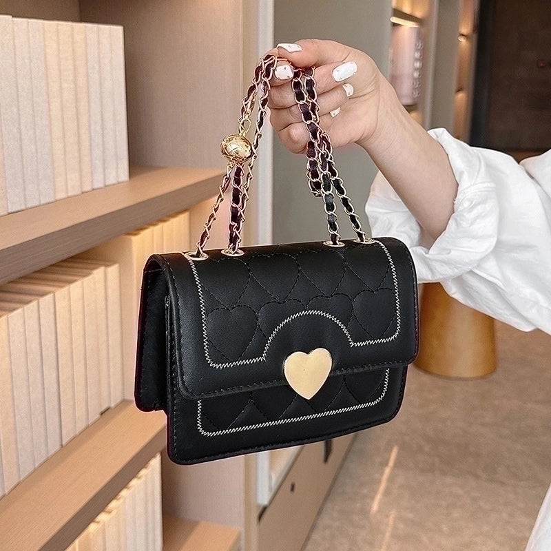 Women's Small Pu Leather Solid Color Classic Style Square Flip Cover Shoulder Bag