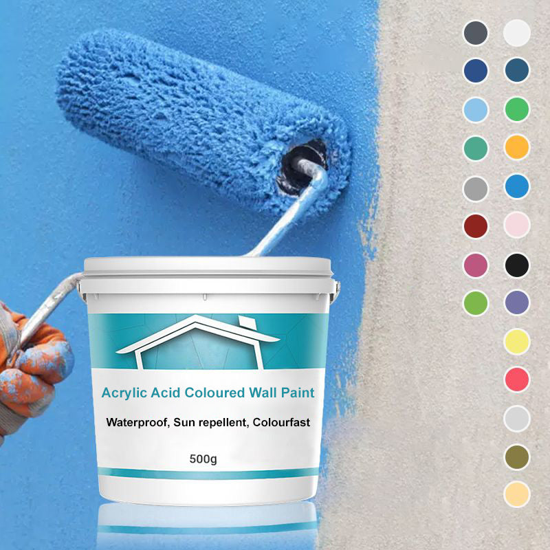 Acrylic Acid Coloured Wall Paint - Waterproof. Sun repellent. Colourfast