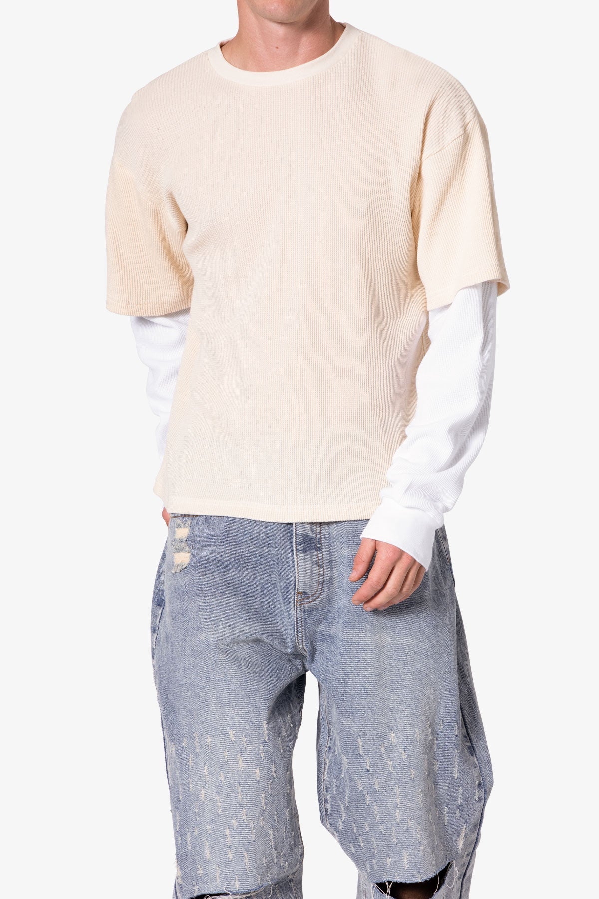 Sprayed Thermal L/S Tee - Cream